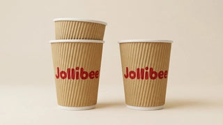 Kraft ripple paper coffee cups shown in a clean branded product mockup