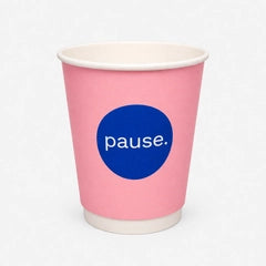 Pink branded paper cup packshot